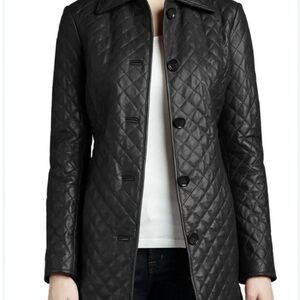 Neiman Marcus Black Quilted Leather Jacket